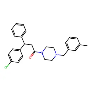 Ketone, beta-(p-chlorophenyl)phenethyl 4-(m-methylbenzyl)piperazinyl structure