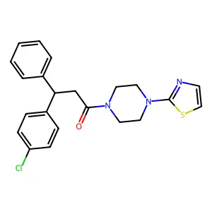 Ketone, beta-(p-chlorophenyl)phenethyl 4-(2-thiazolyl)piperazinyl structure