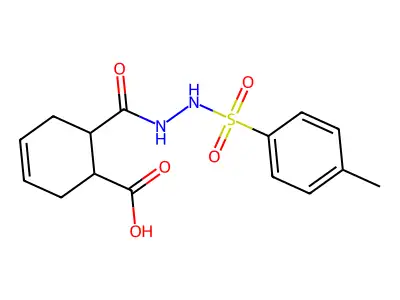 6-({2-[(4-methylphenyl)sulfonyl]hydrazino}carbonyl)-3-cyclohexene-1-carboxylic acid structure