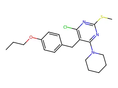 4-Chloro-2-methylsulfanyl-6-piperidin-1-yl-5-[(4-propoxyphenyl)methyl]pyrimidine structure