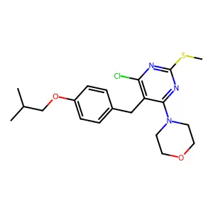 4-[6-chloro-5-[[4-(2-methylpropoxy)phenyl]methyl]-2-methylsulfanylpyrimidin-4-yl]morpholine structure