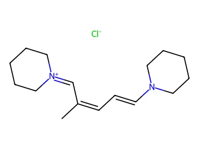 Piperidinium, 1-(2-methyl-5-piperidino-2,4-pentadienylidene)-, chloride, hydrate structure