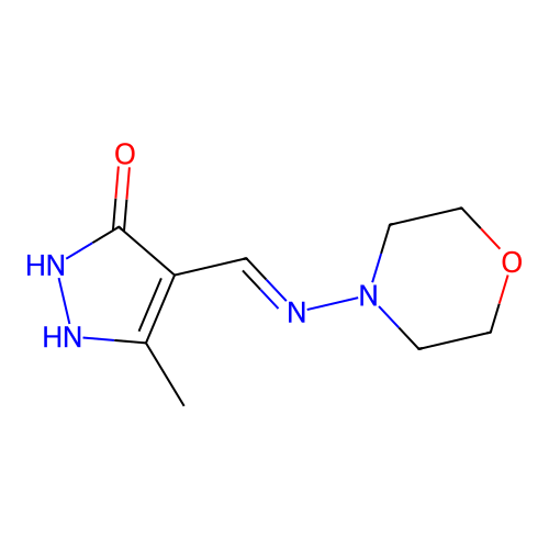 5-Methyl-4-(morpholin-4-yliminomethyl)-1,2-dihydropyrazol-3-one structure
