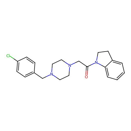 2-[4-[(4-Chlorophenyl)methyl]piperazin-1-yl]-1-(2,3-dihydroindol-1-yl)ethanone structure