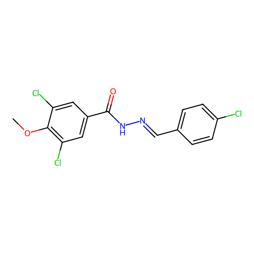 Benzoic acid, 3,5-dichloro-4-methoxy-, 2-(p-chlorobenzylidene)hydrazide structure