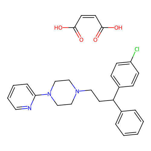 Piperazine, 1-(3-(p-chlorophenyl)-3-phenylpropyl)-4-(2-pyridyl)-, maleate structure