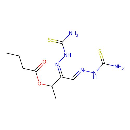 alpha-Butyryloxyethylglyoxal dithiosemicarbazone structure