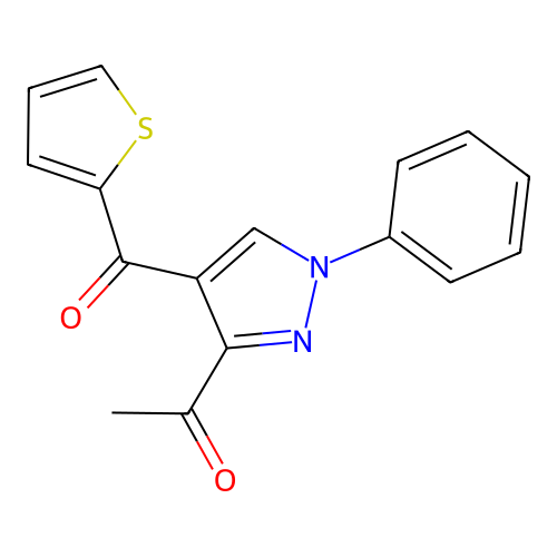 Ethanone, 1-[1-phenyl-4-(2-thenoyl)-3-pyrazolyl]- structure