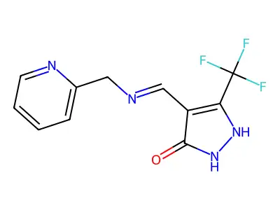 4-{[(2-pyridinylmethyl)amino]methylene}-5-(trifluoromethyl)-2,4-dihydro-3H-pyrazol-3-one structure