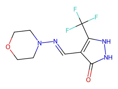 4-(Morpholin-4-yliminomethyl)-5-(trifluoromethyl)-1,2-dihydropyrazol-3-one structure