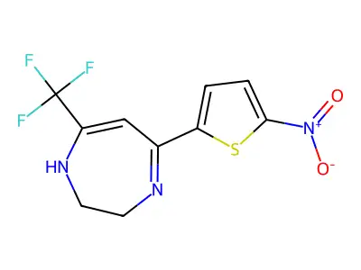 5-(5-nitrothiophen-2-yl)-7-(trifluoromethyl)-2,3-dihydro-1H-1,4-diazepine structure