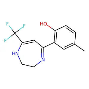 4-methyl-2-[7-(trifluoromethyl)-2,3-dihydro-1H-1,4-diazepin-5-yl]phenol structure