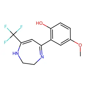 4-methoxy-2-[7-(trifluoromethyl)-2,3-dihydro-1H-1,4-diazepin-5-yl]phenol structure
