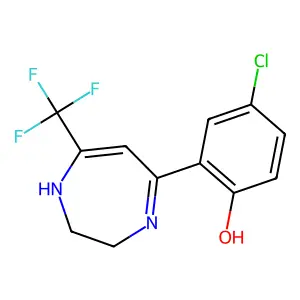 4-chloro-2-[7-(trifluoromethyl)-2,3-dihydro-1H-1,4-diazepin-5-yl]phenol structure
