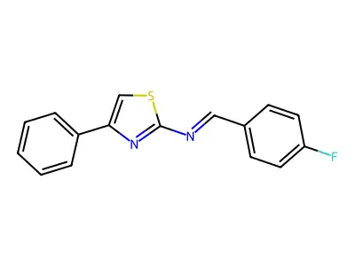 1-(4-fluorophenyl)-N-(4-phenyl-1,3-thiazol-2-yl)methanimine structure