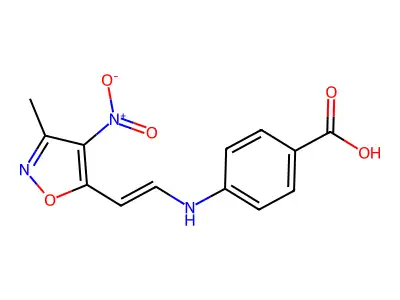 4-[[2-(3-Methyl-4-nitro-5-isoxazolyl)ethenyl]amino]benzoic acid structure