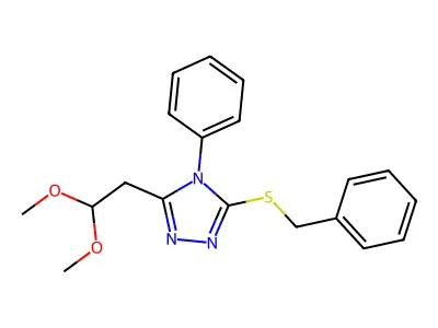 3-(benzylsulfanyl)-5-(2,2-dimethoxyethyl)-4-phenyl-4H-1,2,4-triazole structure