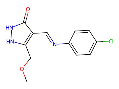 4-[(4-chloroanilino)methylene]-5-(methoxymethyl)-2,4-dihydro-3H-pyrazol-3-one structure