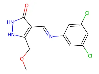 4-[(3,5-dichloroanilino)methylene]-5-(methoxymethyl)-2,4-dihydro-3H-pyrazol-3-one structure