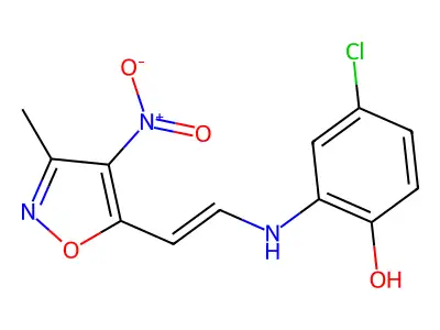 4-Chloro-2-{[2-(3-methyl-4-nitro-5-isoxazolyl)vinyl]amino}benzenol structure