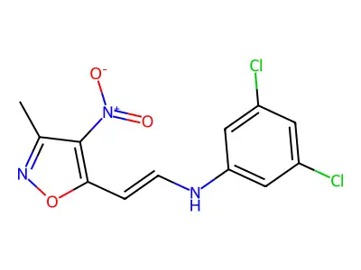 3,5-dichloro-N-[2-(3-methyl-4-nitro-1,2-oxazol-5-yl)ethenyl]aniline structure