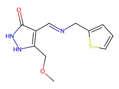 5-(methoxymethyl)-4-{[(2-thienylmethyl)amino]methylene}-2,4-dihydro-3H-pyrazol-3-one structure