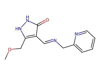 5-(methoxymethyl)-4-{[(2-pyridinylmethyl)amino]methylene}-2,4-dihydro-3H-pyrazol-3-one structure