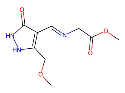 methyl 2-({[3-(methoxymethyl)-5-oxo-1,5-dihydro-4H-pyrazol-4-yliden]methyl}amino)acetate structure