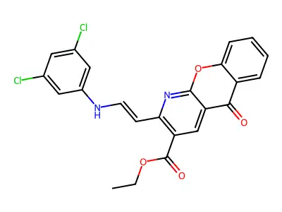 ethyl 2-[2-(3,5-dichloroanilino)vinyl]-5-oxo-5H-chromeno[2,3-b]pyridine-3-carboxylate structure