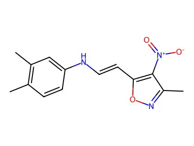 3,4-dimethyl-N-[2-(3-methyl-4-nitro-1,2-oxazol-5-yl)ethenyl]aniline structure