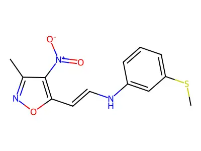N-[2-(3-methyl-4-nitro-5-isoxazolyl)vinyl]-3-(methylsulfanyl)aniline structure