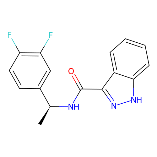 N-[(1S)-1-(3,4-difluorophenyl)ethyl]-1H-indazole-3-carboxamide structure