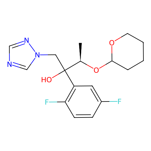 (3R)-2-(2,5-difluorophenyl)-3-(oxan-2-yloxy)-1-(1,2,4-triazol-1-yl)butan-2-ol structure