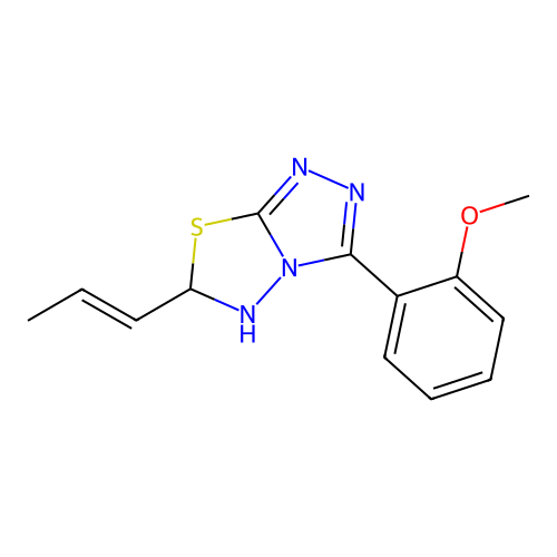 3-(2-methoxyphenyl)-6-((1E)-prop-1-enyl)-5,6-dihydro[1,2,4]t structure