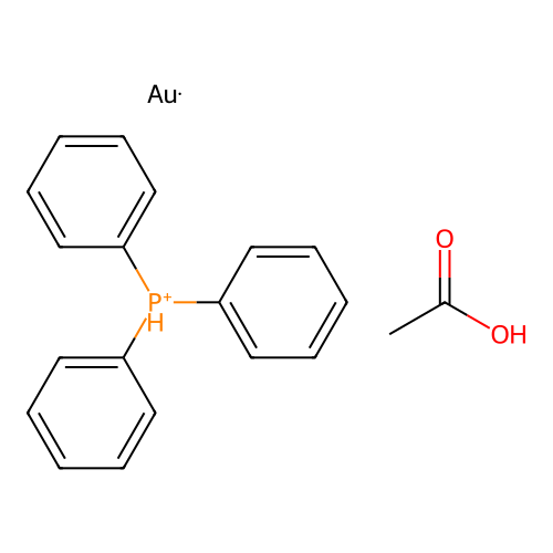Acetic acid;gold;triphenylphosphanium structure