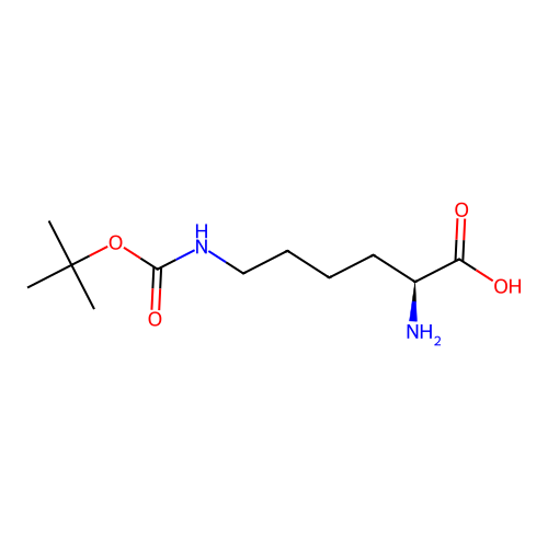 (2S)-2-amino-6-(((tert-butoxy)carbonyl)amino)hexanoic acid structure
