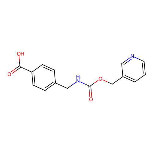 4-((((Pyridin-3-ylmethoxy)carbonyl)amino)methyl)benzoic acid structure
