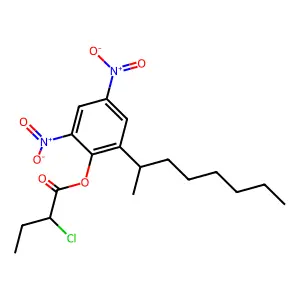 2,4-Dinitro-6-(octan-2-yl)phenyl 2-chlorobutanoate structure