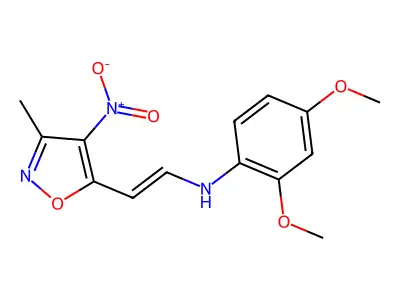 2,4-dimethoxy-N-[2-(3-methyl-4-nitro-1,2-oxazol-5-yl)ethenyl]aniline structure