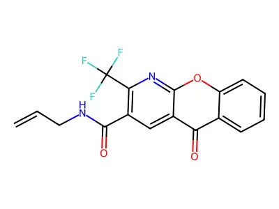 N-allyl-5-oxo-2-(trifluoromethyl)-5H-chromeno[2,3-b]pyridine-3-carboxamide structure