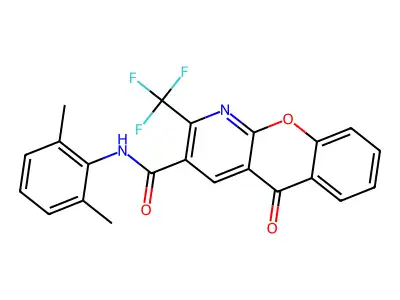 N-(2,6-dimethylphenyl)-5-oxo-2-(trifluoromethyl)-5H-chromeno[2,3-b]pyridine-3-carboxamide structure