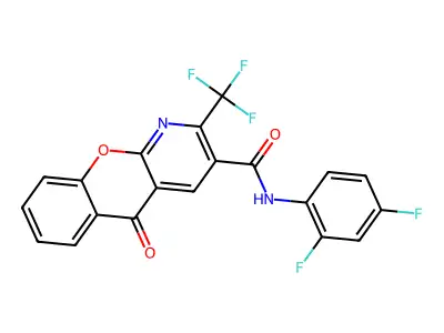 N-(2,4-difluorophenyl)-5-oxo-2-(trifluoromethyl)-5H-chromeno[2,3-b]pyridine-3-carboxamide structure