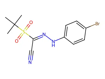2-[2-(4-Bromophenyl)hydrazono]-2-(tert-butylsulfonyl)acetonitrile structure