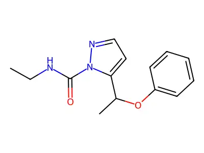 N-Ethyl-5-(1-phenoxyethyl)-1H-pyrazole-1-carboxamide structure