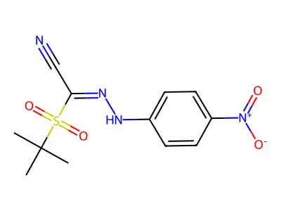 2-(Tert-butylsulfonyl)-2-[2-(4-nitrophenyl)hydrazono]acetonitrile structure