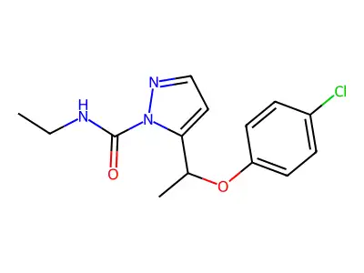 5-(1-(4-Chlorophenoxy)ethyl)-N-ethyl-1H-pyrazole-1-carboxamide structure