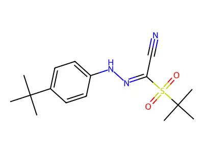 N-(4-tert-butylanilino)-1-tert-butylsulfonylmethanimidoyl cyanide structure