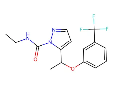 N-Ethyl-5-[1-[3-(trifluoromethyl)phenoxy]ethyl]-1H-pyrazole-1-carboxamide structure