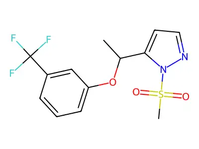 1-(methylsulfonyl)-5-{1-[3-(trifluoromethyl)phenoxy]ethyl}-1H-pyrazole structure