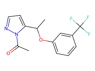 1-(5-{1-[3-(trifluoromethyl)phenoxy]ethyl}-1H-pyrazol-1-yl)-1-ethanone structure